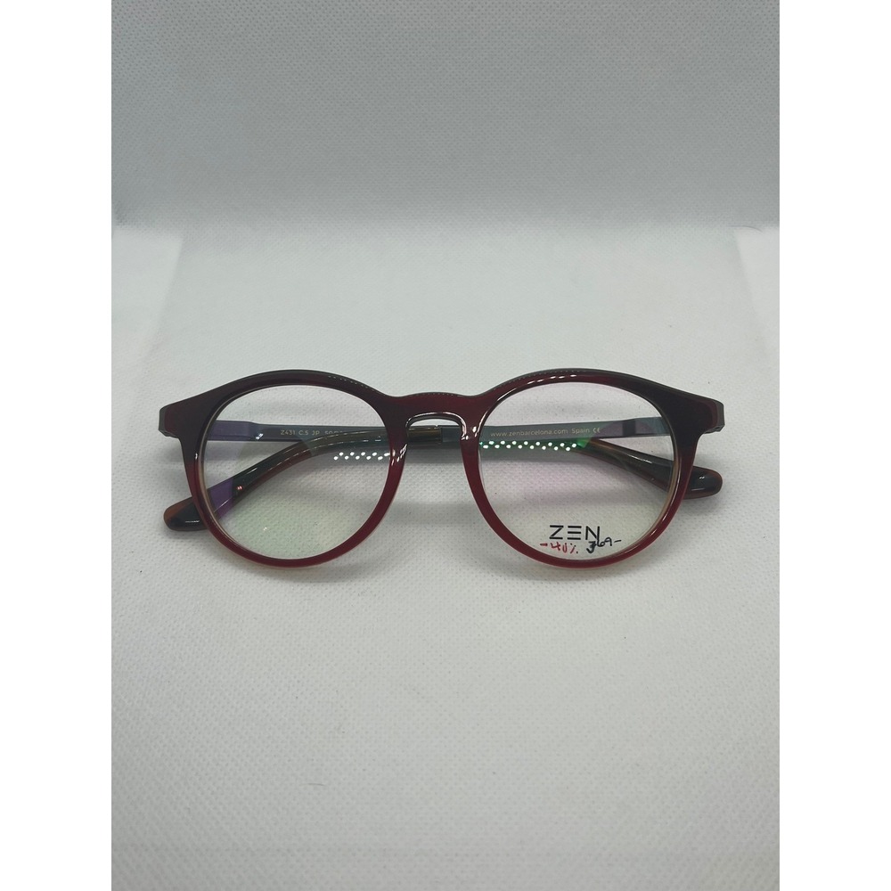 ZEN Barcelona Women's Round Red / Burgundy Eyeglass‎ Frames Handmade